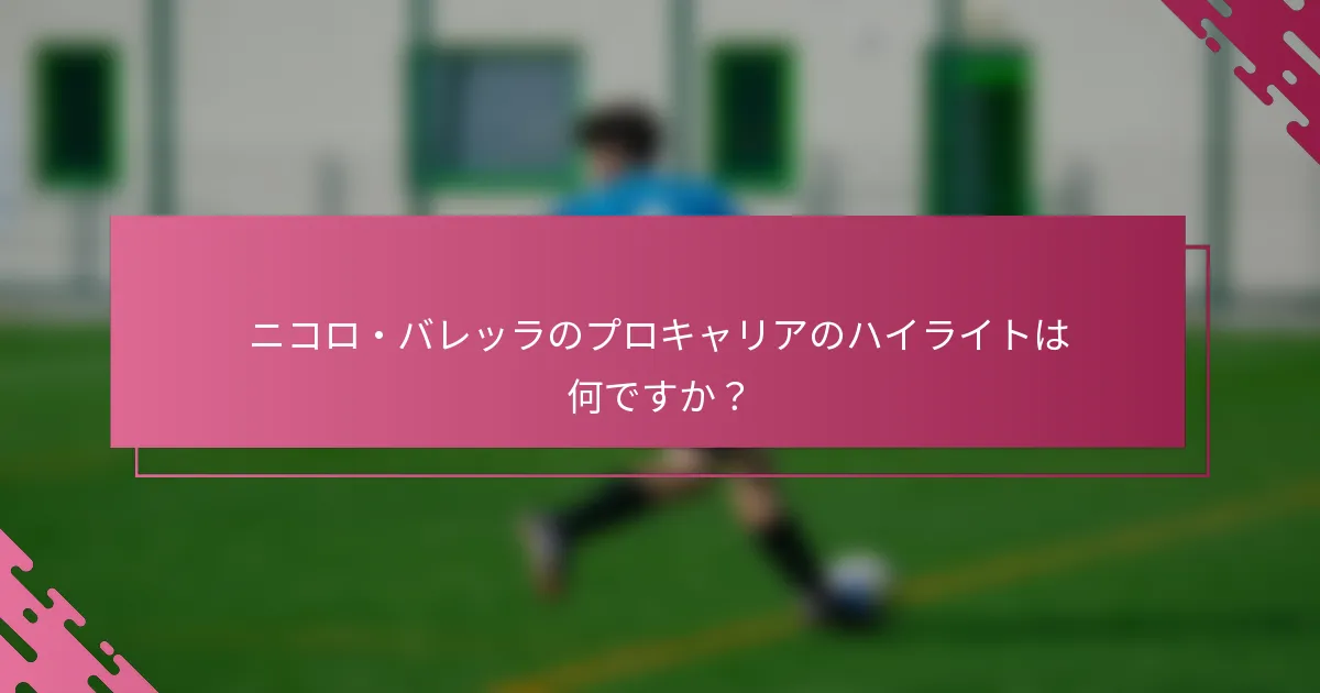 ニコロ・バレッラのプロキャリアのハイライトは何ですか？