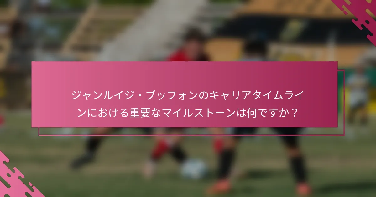 ジャンルイジ・ブッフォンのキャリアタイムラインにおける重要なマイルストーンは何ですか？